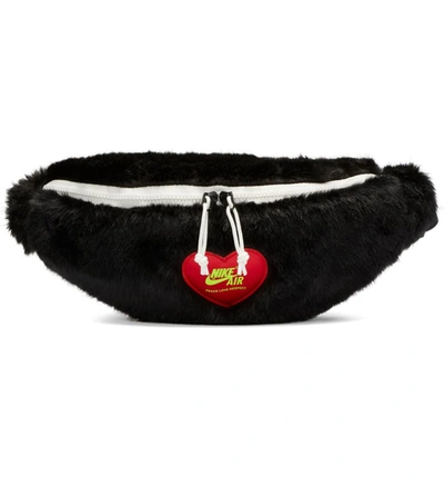 Pre-owned Nike  X Olivia Kim Heritage Faux Fur Waist Bag Black