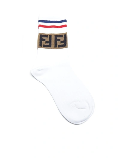 Fendi Ff Logo Socks In White