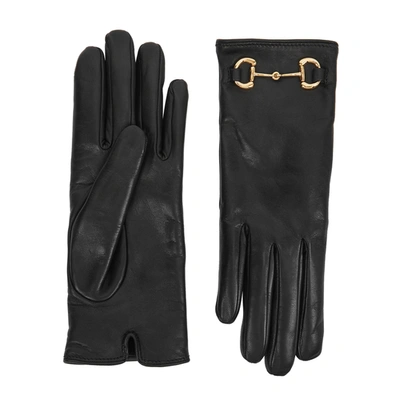 Gucci Black Cashmere-lined Leather Gloves