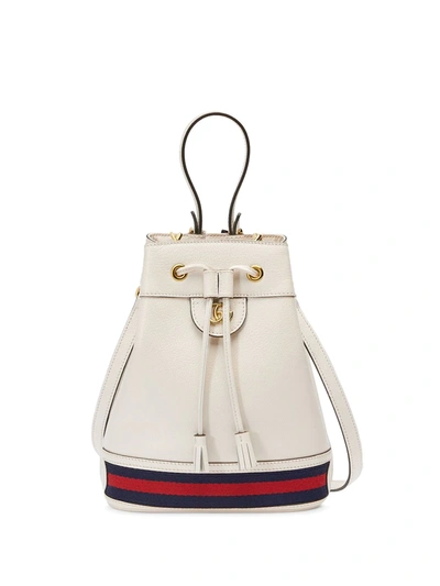 Gucci Ophidia Web-stripe Leather Bucket Bag In Blue,gold Tone,red,white