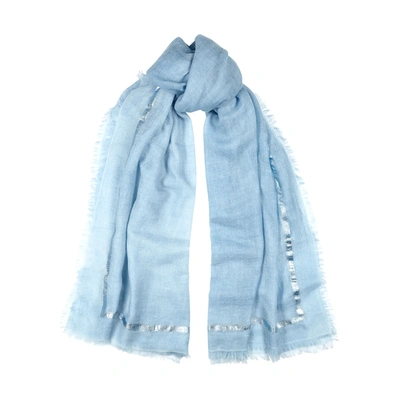 Ama Pure Righino Foil-print Cashmere Scarf In Light Blue