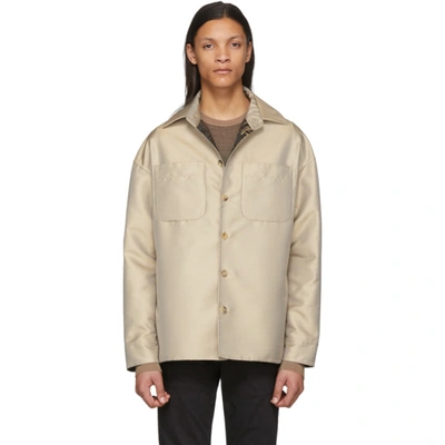 Fendi Stone Satin-twill Jacket In Beige