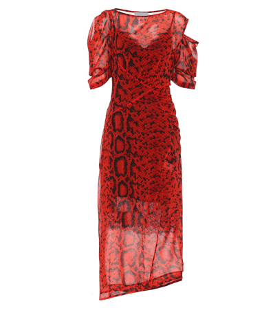 Preen By Thornton Bregazzi Franny Snake-print Chiffon Midi Dress In Red