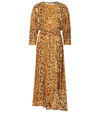 Preen By Thornton Bregazzi Claudia Python-print Midi Dress In Yellow