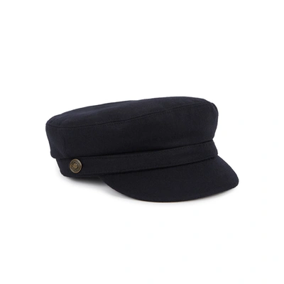 Christys' London Bretton Light Grey Wool Cap In Navy
