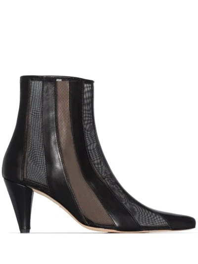 Kalda Lio 75 Striped Leather Ankle Boots In Black