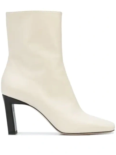 Wandler Isa 85 Panelled Leather Ankle Boots In White