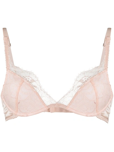 Fleur Of England Signature Silk-blend Plunge Bra In Nude