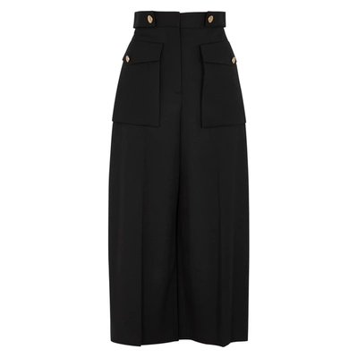 Alexander Mcqueen Black Cropped Wool Culottes