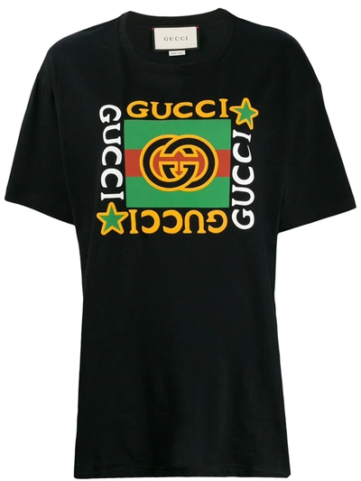 Gucci Logo Print T-shirt In Black