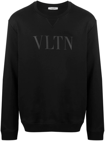 Valentino Vltn-logo Cotton-blend Jersey Sweatshirt In Black