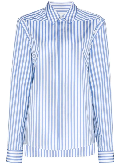 Jil Sander Striped Silk-satin Shirt In Blue