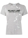Helmut Lang Paint-splattered Logo-print T-shirt In Grey