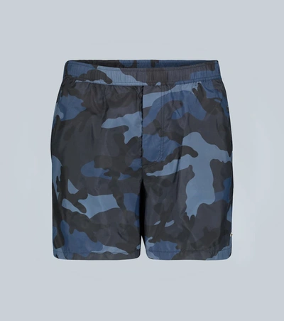 Valentino Blue Camouflage-print Swim Shorts