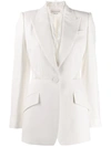Alexander Mcqueen Lace Leaf Single-breasted Blazer In White