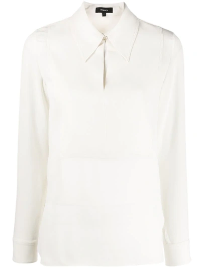 Theory Collared Cut-out Blouse In White
