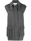 Ganni Check Long-line Waistcoat In 灰色