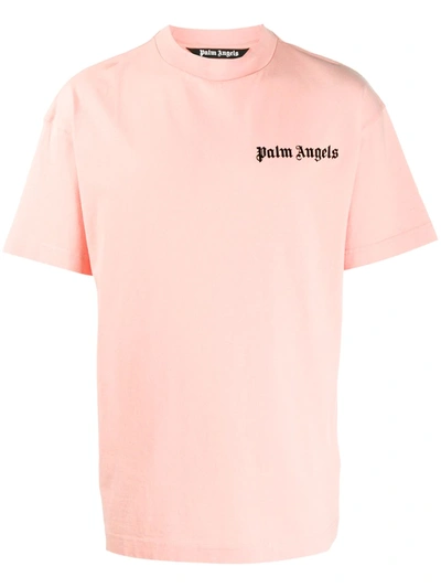 Palm Angels Logo Print T-shirt In Pink