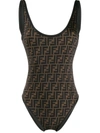 Fendi Monogram-print Reversible Swimsuit In Black