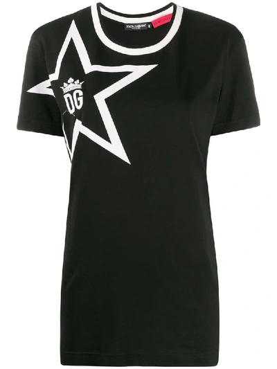Dolce & Gabbana Dg Star Print Oversized T-shirt In Black