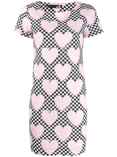 Love Moschino Heart Print T-shirt Dress In Pink