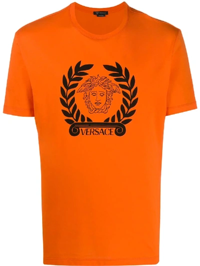 Versace Medusa Print T-shirt In Orange