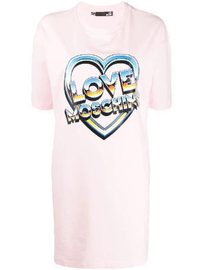 Love Moschino Short Sleeve Logo Print T-shirt Dress In Pink
