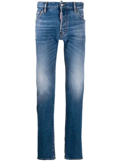 Dsquared2 Stonewashed Straight-leg Jeans In Blue