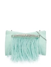 Jimmy Choo Venus Feather-trim Clutch In Green