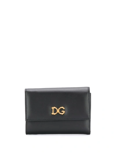 Dolce & Gabbana Baroque D & G Logo Small Wallet In Black