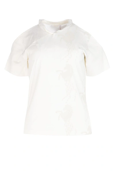 Chloé Embroidered Open Shoulder Top In White