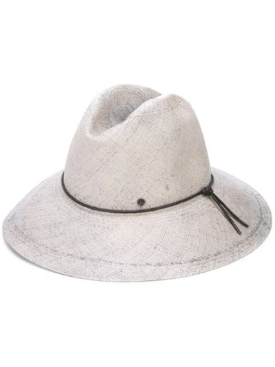 Maison Michel Kate Bleached Straw Grey Hat In White