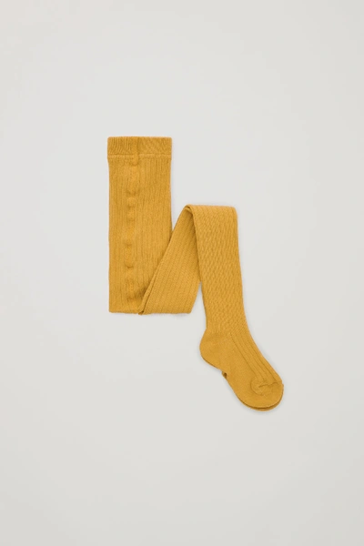 Cos Kids' Ribbed Cotton Tights In Yellow | ModeSens