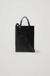 Cos Mini Leather Tote In Black