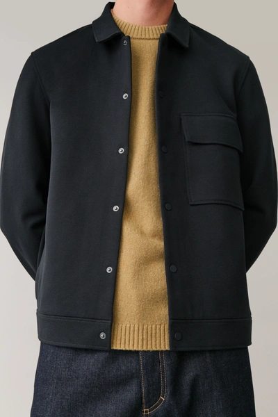 Cos Jersey Twill Shirt Jacket In Blue