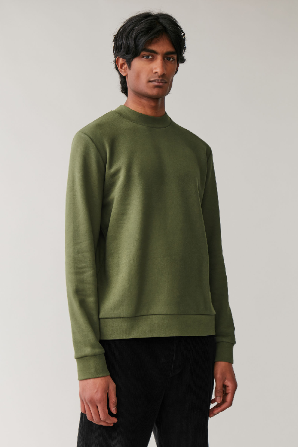 Cos Cotton Sweatshirt In Green | ModeSens