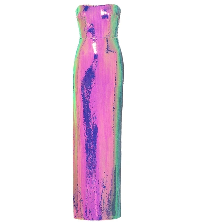 Alex Perry Morgan Sequined Gown In Purple