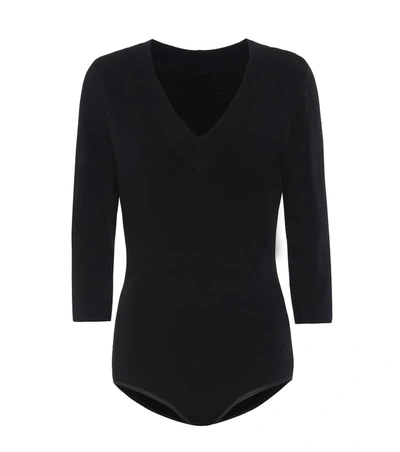 Alaïa 3/4-sleeve Viscose Bodysuit In Noir