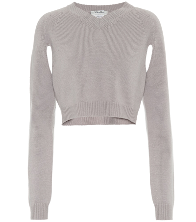 's Max Mara Pioggia Cropped Cutout Cashmere Sweater In Grey