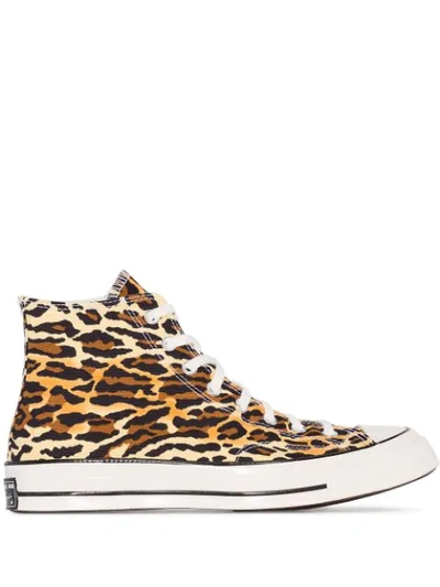 Converse Chuck 70 Hi X Invincible X Wacko Maria Leopard Print Canvas Sneakers In Brown-multi