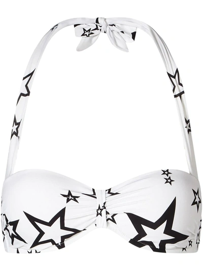 Dolce & Gabbana Millennials Star Print Padded Bandeau Bikini Top In White