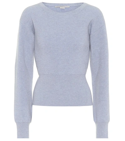 Stella Mccartney Ribbed Cashmere And Wool-blend Sweater In Blue
