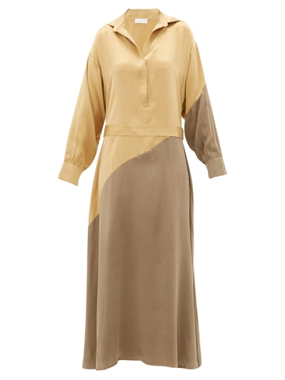 Asceno Net Sustain Santana Oversized Two-tone Silk-satin Maxi Dress In Printed