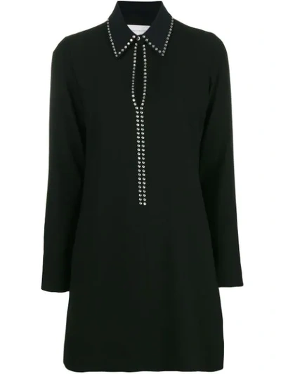Victoria Victoria Beckham Crystal-embellished Crepe Mini Dress In Black