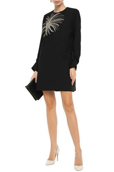 Victoria Victoria Beckham Embroidered Cady Mini Dress In Black