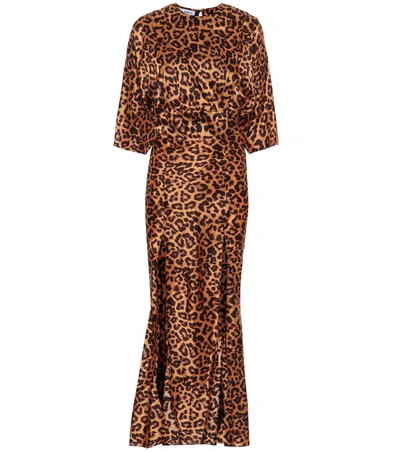 Attico Flared Leopard-print Cocktail Dress In Brown