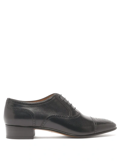 Gucci Dracma Gg-perforation Lace-up Derby Shoes In Black
