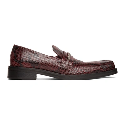 Martine Rose Python-effect Leather Penny Loafers In Red