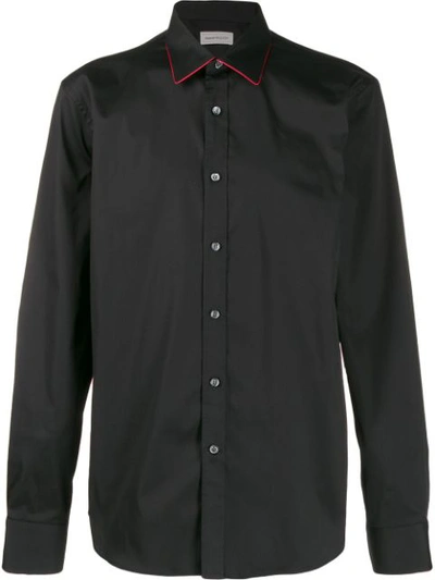 Alexander Mcqueen Double-collar Stretch-cotton Shirt In Black