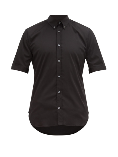 Alexander Mcqueen Cotton-blend Poplin Short-sleeved Shirt In Black